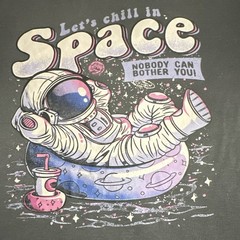 Furlue Men’s Gray Astronaut Space Graphic T-Shirt Crew Neck Short Sleeve S