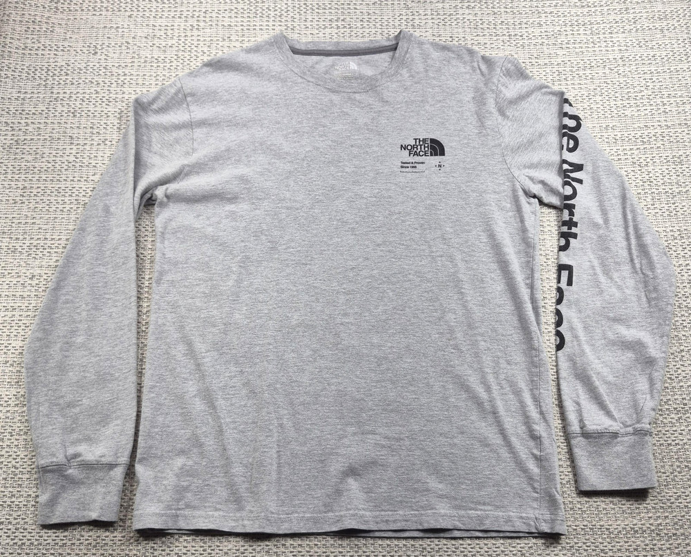 The North Face Shirt Mens Medium Gray Long Sleeve Logo Graphic Outdoor Tee