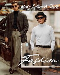 Huukeay 4 Pack Men’s Turtleneck Shirts, Long Sleeve Casual Pullover Medium