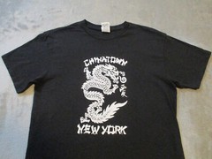 Vintage Chinatown New York Shirt Mens Medium Black White Dragon China Town