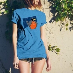 Connecticut State Bird – Classic City Animal Lover T Shirt – Heather Sapphire
