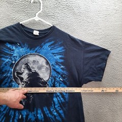 Vintage Gildan Shirt Adult 2XL XXL Blue Wolf Nature Biker Motorcycle Grunge Y2K