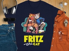 Fritz The Cat Tee T-Shirt, Adult Humor T-Shirt, Cartoon Movie T-Shirt USA Size
