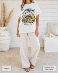 Sardine Picnic Comfort Colors Shirt, Vintage Coastal Seafood Summer Tee