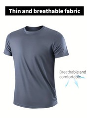 Fitness sportswear men’s casual round neck T-shirt thin section quick-drying bre