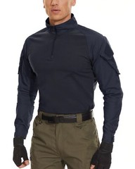 Mens Training Shirts Outdoor Hiking Long Sleeve Pocket 1/4 Zip Ripstop Work Tops