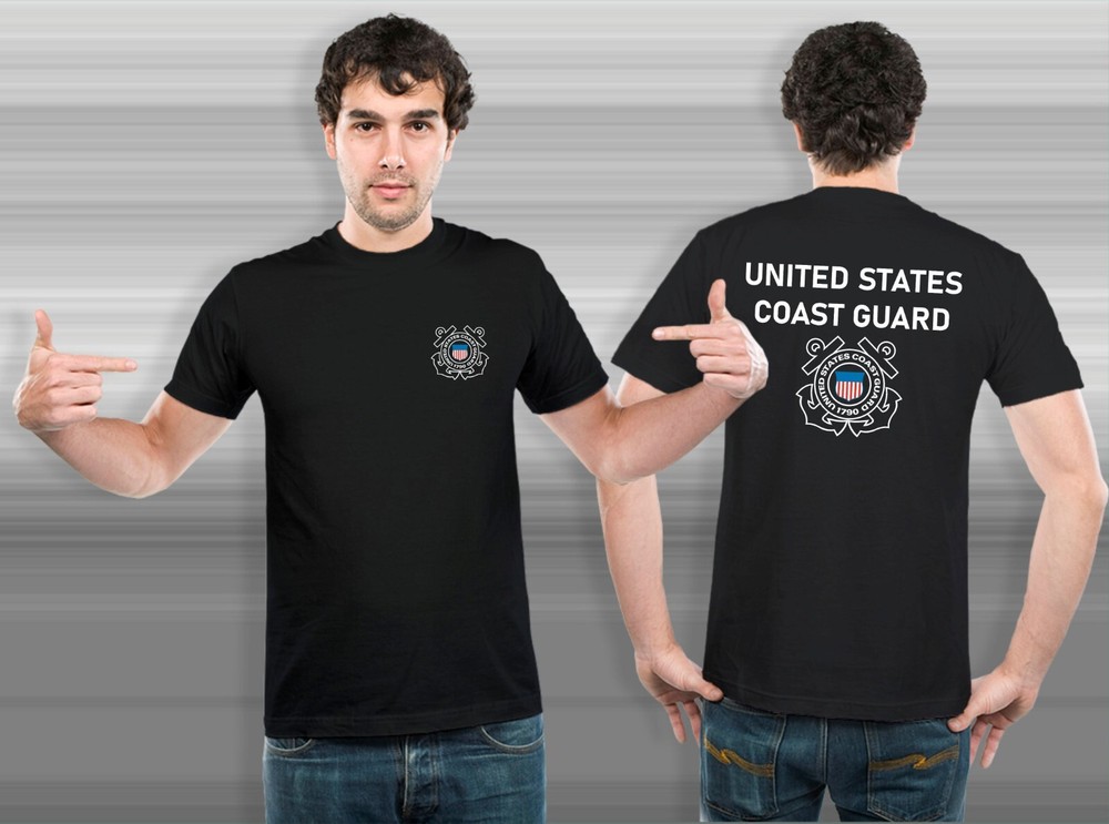 NEW USCG United States Coast Guard Military Black White Navy T-Shirt S-3XL