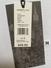 Kenneth Cole City Dweller Large T-Shirt White Short Sleeve Small Logo $49
