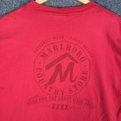 Vintage Marlboro Shirt Mens XL Red 90s Country Store Pocket Tee USA Cowboy West