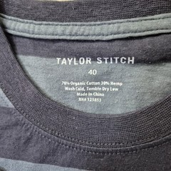 Taylor Stitch T Shirt Cotton Hemp Men 40 Medium Blue Stripe Coastal Beach Casual