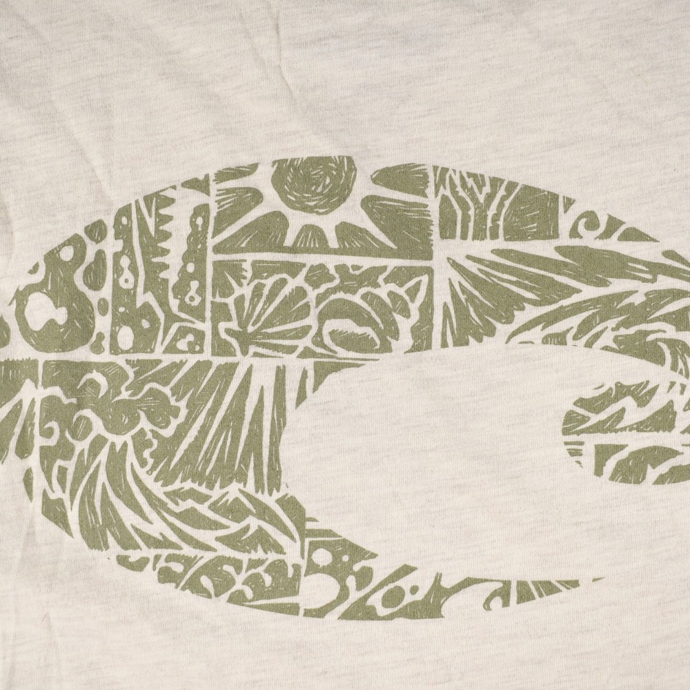 Costa Del Mar T-Shirt Mens XL Beige Logo Fishing Graphic Short Sleeve Cotton Tee