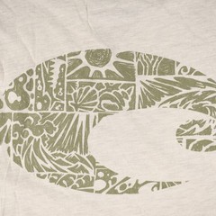 Costa Del Mar T-Shirt Mens XL Beige Logo Fishing Graphic Short Sleeve Cotton Tee