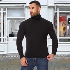 Men High-Neck Mock Turtleneck Ultra-Soft Undershirt Top Long Sleeve Pullover