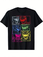 Men’s Power Rangers Graphic T-Shirt – Black Cotton, Soft & Breathable, Short Sle