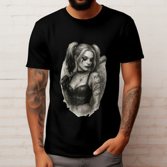 HARLEY QUINN MARGOT ROBBIE DRAWING T-Shirt | DC Universe Top | Gotham Joker Tee