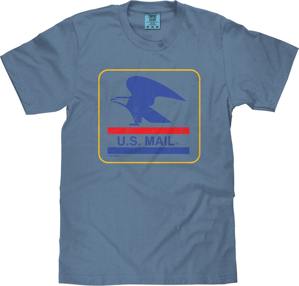 Tee Luv x Comfort Colors USPS U.S. Mail Eagle Mens T Shirt Blue Jean