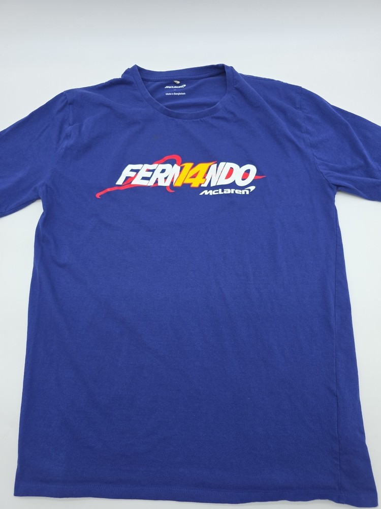 Mclaren Fernando T-Shirt Men Large Blue F1 Formula Graphic Tee.#43495