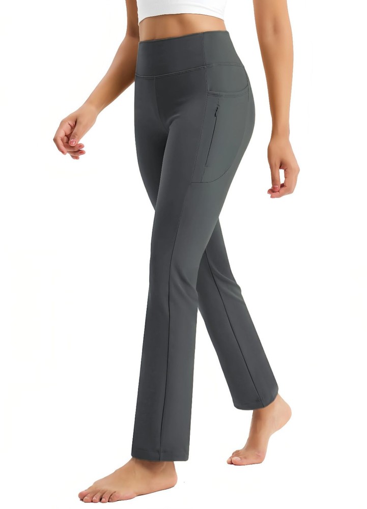 Fleece Lined Pants Women Straight Leg Yoga Leggings Winter Warm Pants with Po…