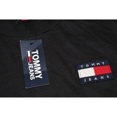 Tommy Hilfiger Jeans Long Sleeve Shirt Mens XL Black Flag Patch Logo NEW