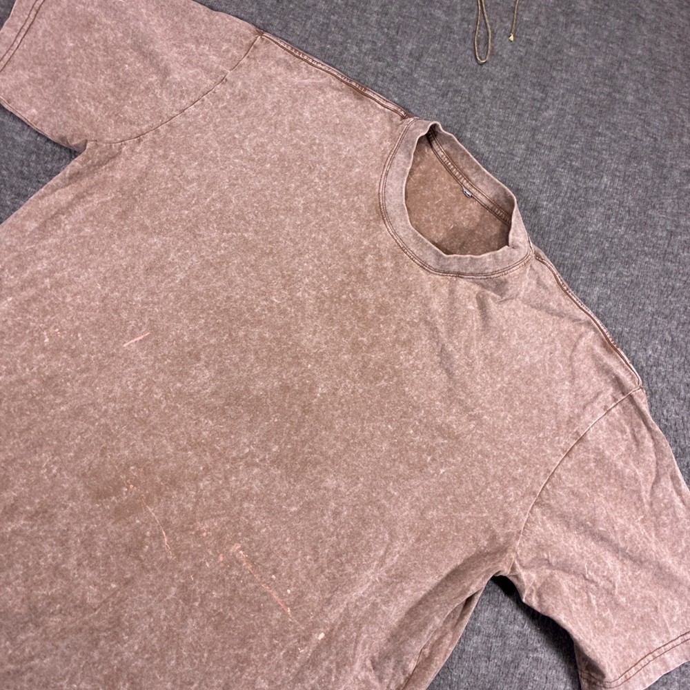 Unbranded T-Shirt Mens XL Brown Distressed Acid Wash Cotton Blank