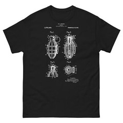 1921 Hand Grenade Patent – Vintage Military Blueprint Art T-Shirt