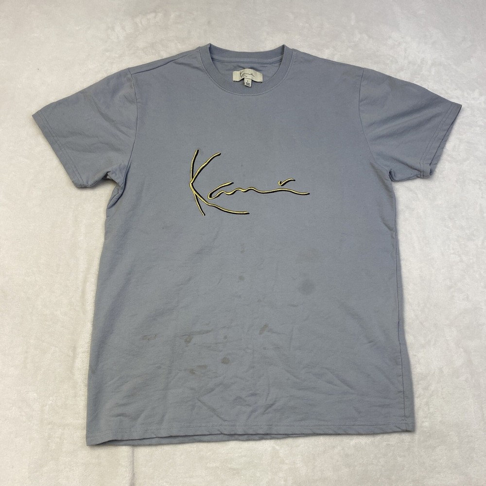 Karl Kani Streetwear Lt Blue Big Center Logo Short Sleeve T-Shirt Size L