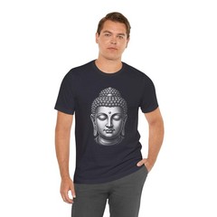 Buddha Head Grayscale T-Shirt | Spiritual Meditation Zen Graphic Tee Shirt