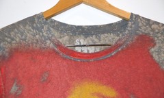 Jimi Hendrix Gray Acid-Wash T-Shirt Fire Print Red & Yellow Spray-Style Graphic