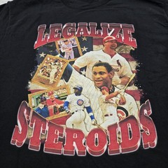 Size LARGE Friday Beers Legalize Steroids T-Shirt Black Graphic Tee Baseball EUC