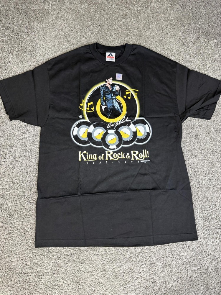 Vintage Elvis Presley Shirt Mens XL 2000 Black King Of Rock & Roll Graphic Tee