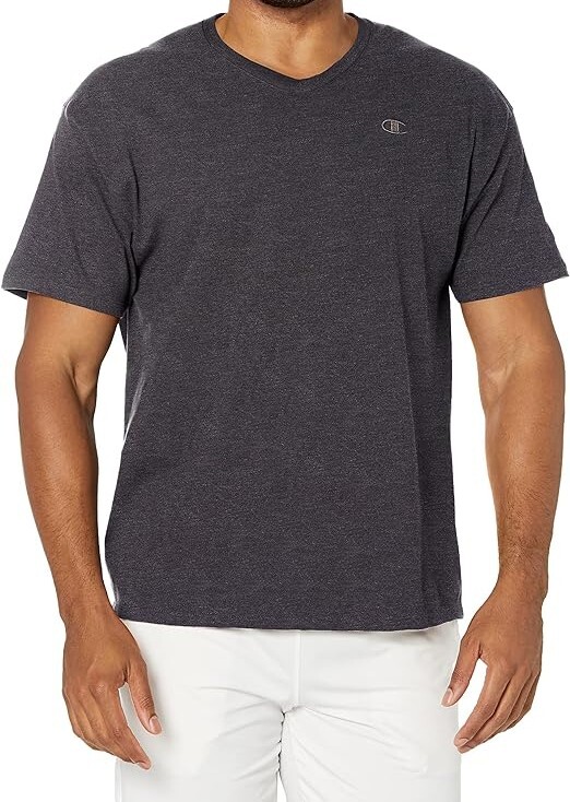 New Mens Champion Classic Jersey V Neck Granite Heather T Shirt Tee S