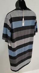 One90One Men’s Striped Henley T Shirt Blue Black Gray XXL Casual Short Sleeve