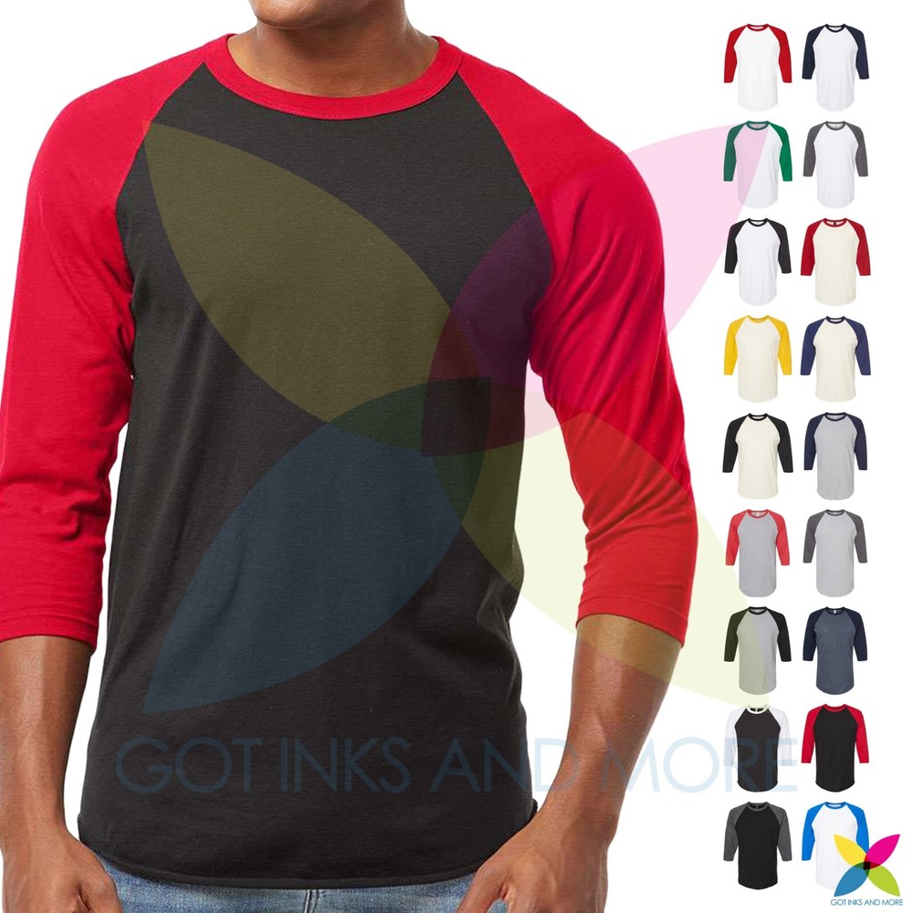 Men’s Classic Raglan Tee 3/4 Sleeve Baseball Team Sports Fine Jersey T-Shirt