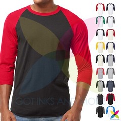 Men’s Classic Raglan Tee 3/4 Sleeve Baseball Team Sports Fine Jersey T-Shirt