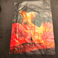 T-Shirt Black w/ image of a Red planet, Large 100% cotton men and women