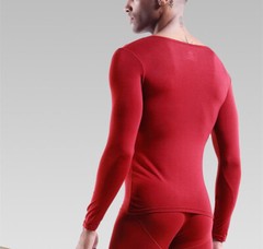 3Pack Men Solid Color Long Sleeves Undershirts Modal Slim Thin Underwear V-neck