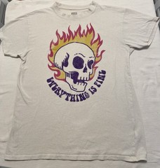Brisco Brands “Everything Is Fine” Skull Distressed T Shirt. Vintage. Size Large