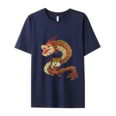 Fashion Dragon Rhinestones Summer Short Sleeve Luxury Men Trend Black T-Shirt