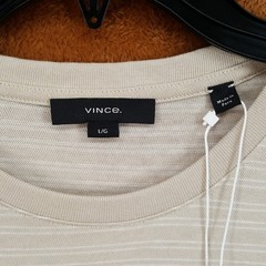 VINCE Shirt Mens Large Tan Stripe Pullover Crew Short Sleeve T-Shirt Tee $148