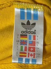 80s Vintage Adidas Trefoil 3-Stripe Long Sleeve V-Neck Tee Yellow L