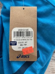 Asics Mens Logo Stripe SS Tee Sportswear Graphic Shirt Size XS
