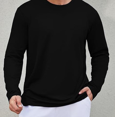 Men’s Long Sleeve T-Shirt Crew Neck Quick-Dry Lightweight Moisture Wicking Shirt