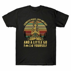 Yoga I’m Mostly Peace Love and Light and A Little Go F**k Yourself Retro T-Shirt