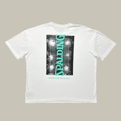Spalding Basketball T Shirt White Teal Double Sided Relaxed Fit Mens XL Sports