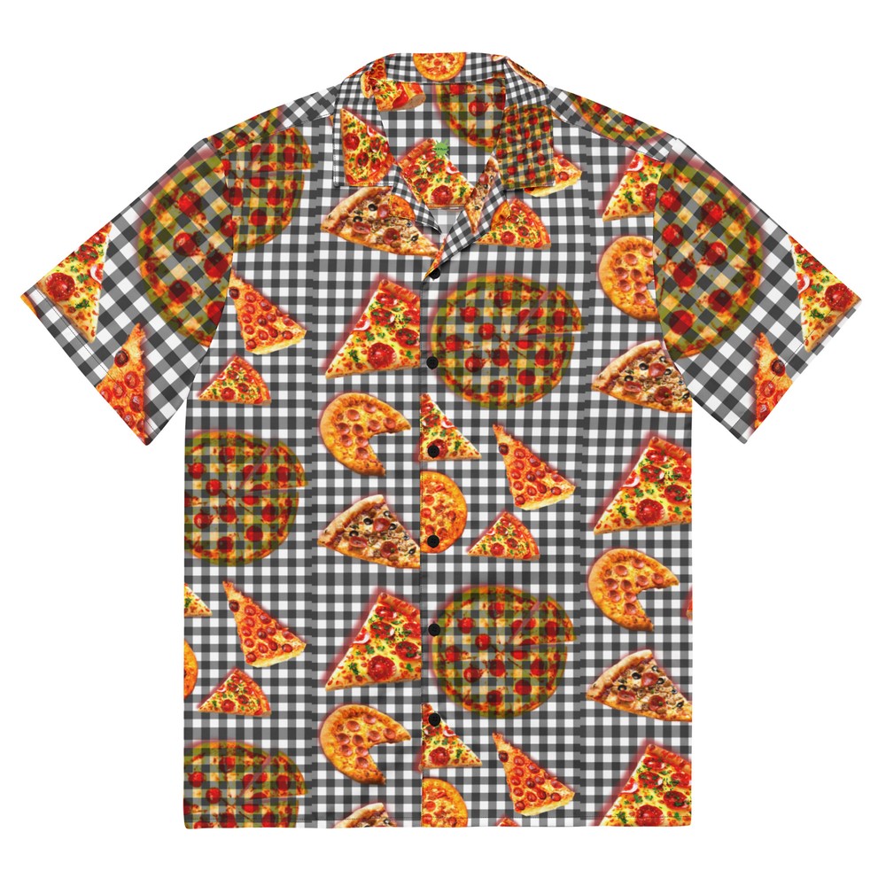 Pizza Pie & Slices Black Table Cloth – Lightweight Button Up Casual Dress Shirt