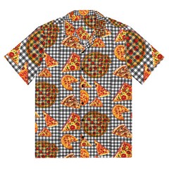 Pizza Pie & Slices Black Table Cloth – Lightweight Button Up Casual Dress Shirt