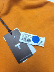 $135 New LEFT COAST TEE Henley Collared L/S Shirt Men XL X-LARGE Orange COTTON