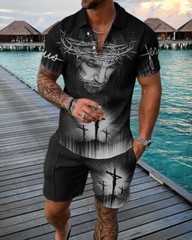 2-Piece Set Mens T Shirts & Shorts Set Outfit Sweatsuit Short Sleeve NEW 2025