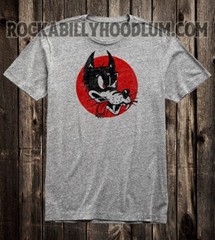 Retro Novelty Tee T Shirt Hot Rod Drag Race Chopper Cartoon Big Bad Wolf