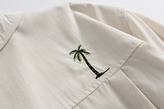 Palm Tree Embroidered Resort Shirt Men Y2K Streetwear Oversized M-2XL